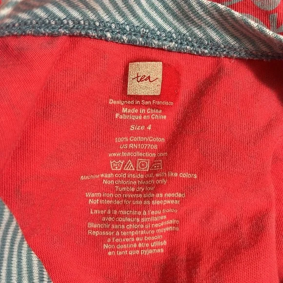 Tea Collection Red Blue Floral Short Sleeve Dress - Picture 6 of 6